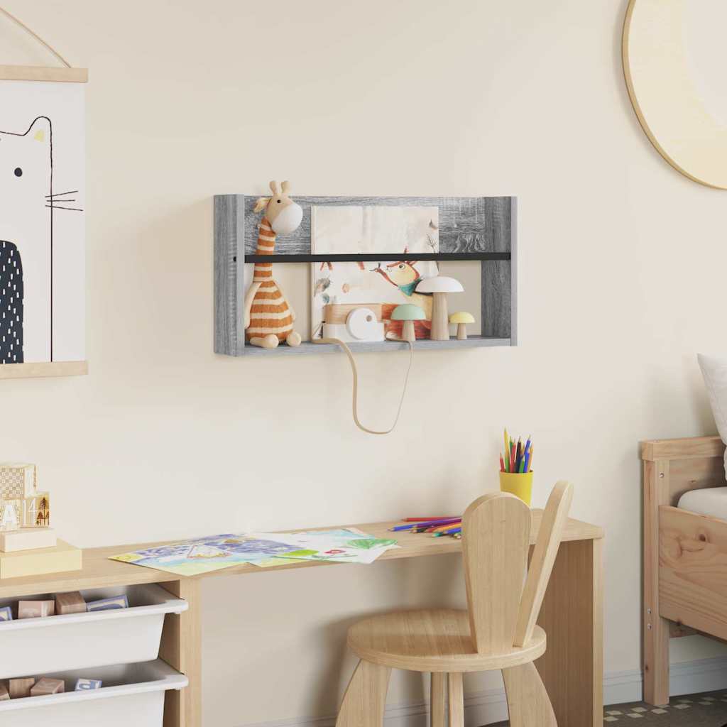 vidaXL Magazine Rack Grey Sonoma 60 x 12 x 30 cm Engineered Wood