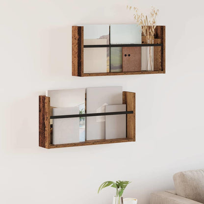 vidaXL Magazine Rack 2 pcs Old Wood 60 x 12 x 30 cm Engineered Wood