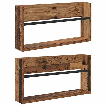 vidaXL Magazine Rack 2 pcs Old Wood 60 x 12 x 30 cm Engineered Wood