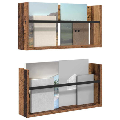 vidaXL Magazine Rack 2 pcs Old Wood 60 x 12 x 30 cm Engineered Wood