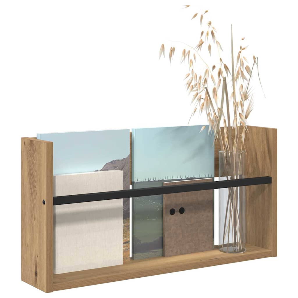 vidaXL Magazine Rack Artisan Oak 60 x 12 x 30 cm Engineered Wood