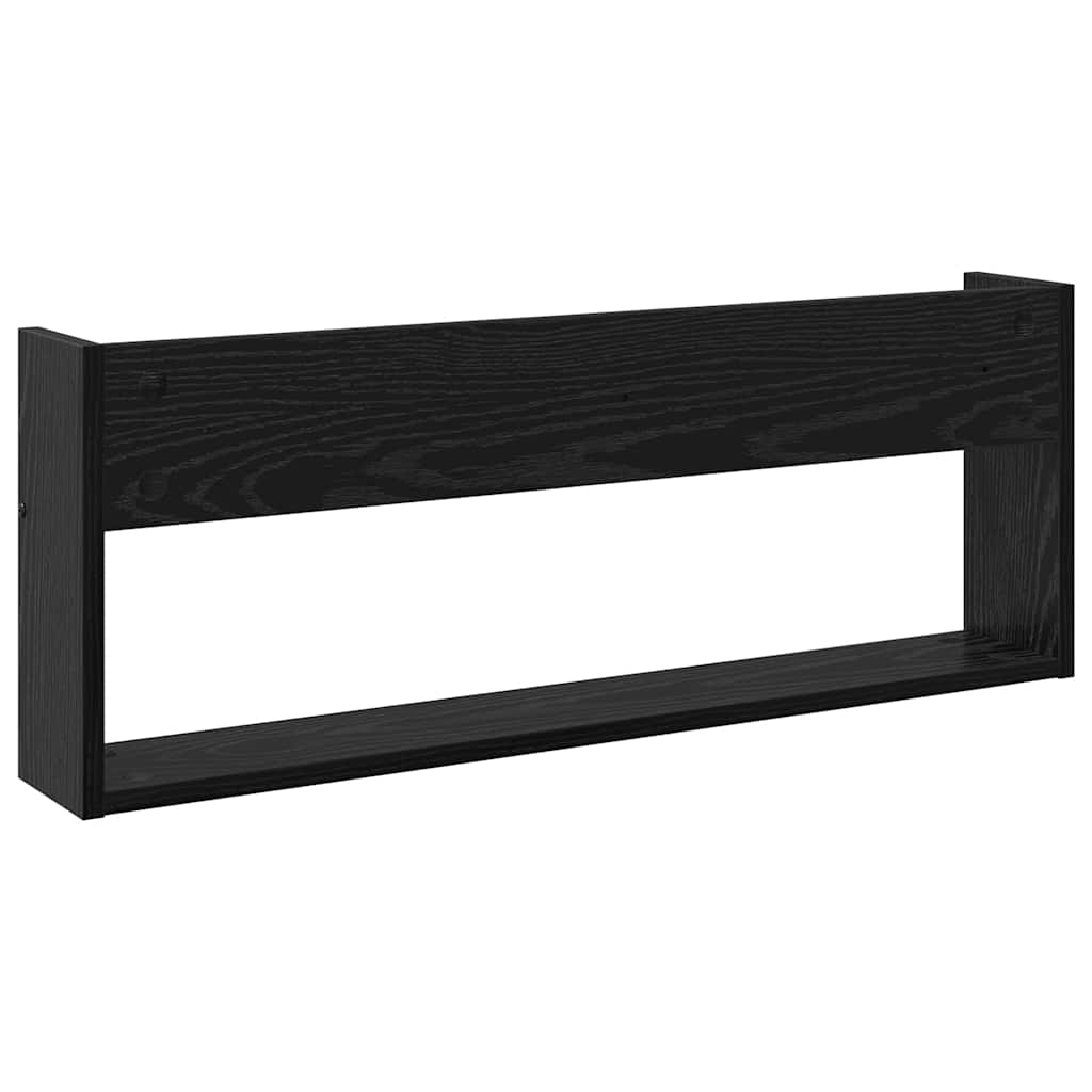 vidaXL Magazine Rack Black Oak 80 x 12 x 30 cm Engineered Wood