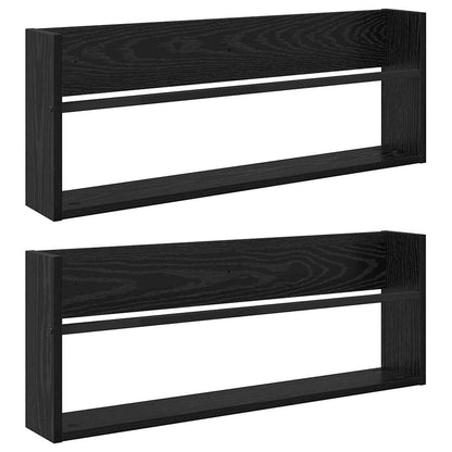 vidaXL Magazine Rack 2 pcs Black Oak 80 x 12 x 30 cm Engineered Wood