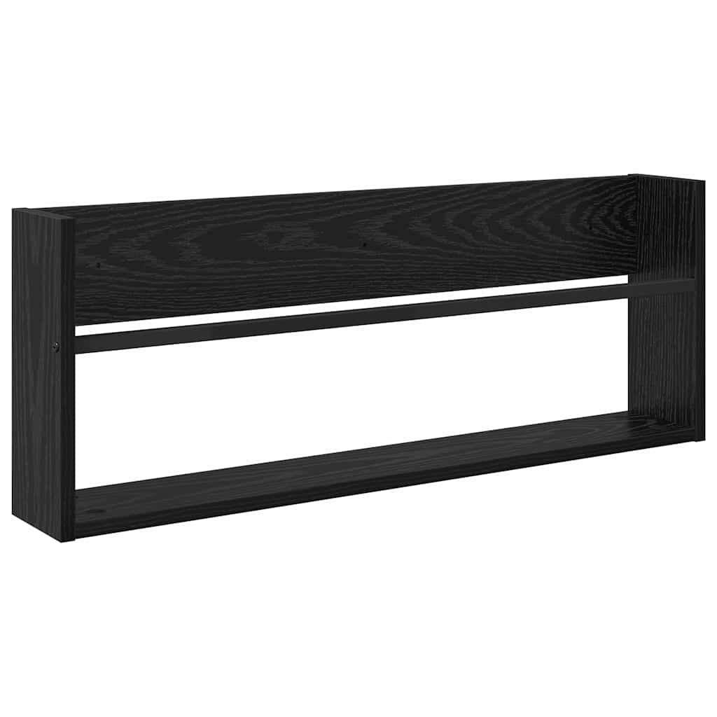 vidaXL Magazine Rack 2 pcs Black Oak 80 x 12 x 30 cm Engineered Wood