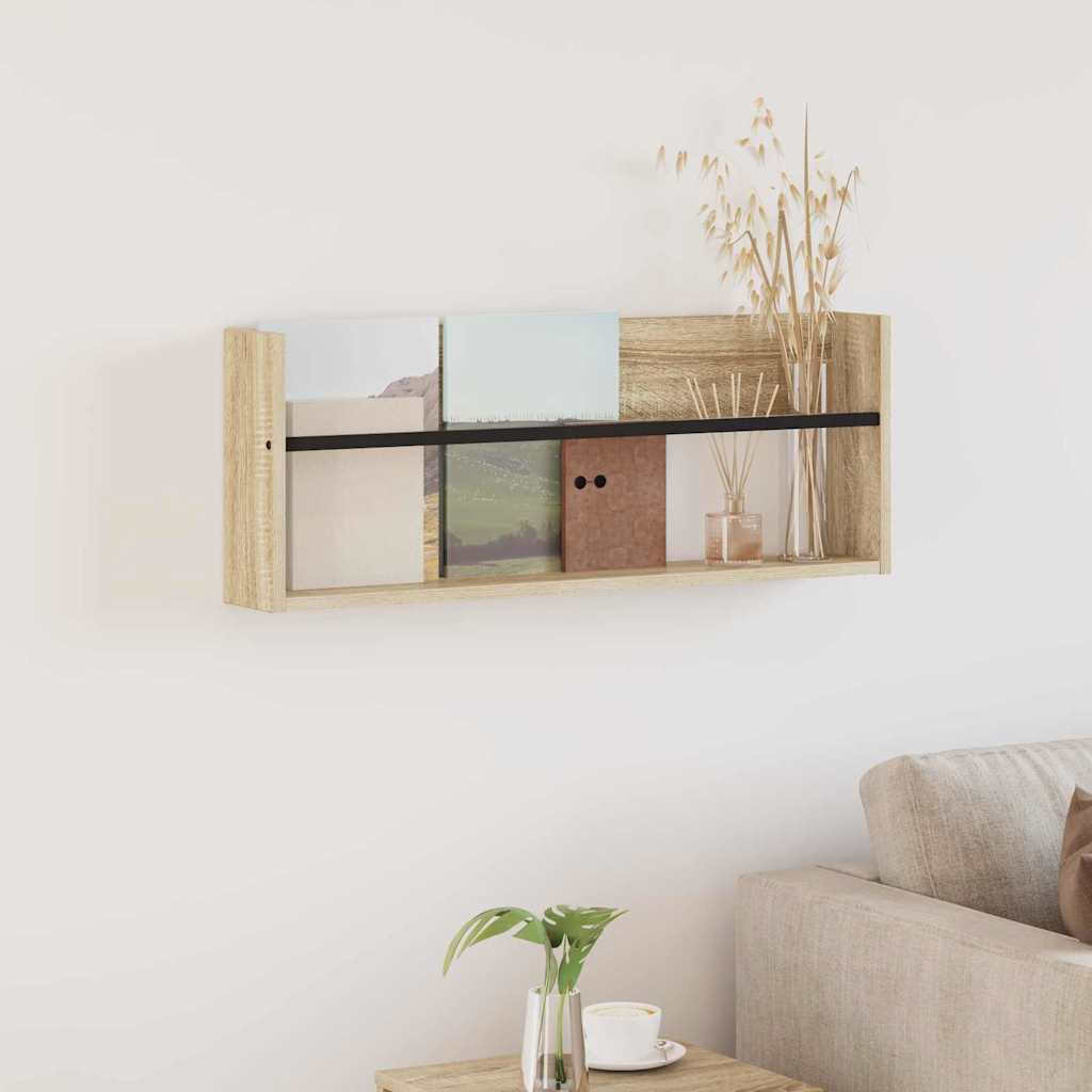 vidaXL Magazine Rack Sonoma Oak 80 x 12 x 30 cm Engineered Wood