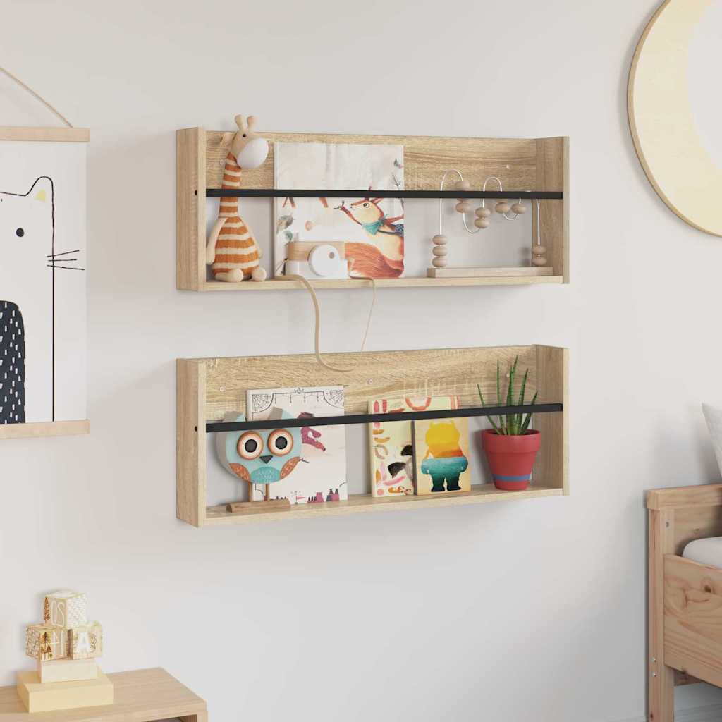 vidaXL Magazine Rack 2 pcs Sonoma Oak 80 x 12 x 30 cm Engineered Wood