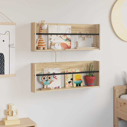 vidaXL Magazine Rack 2 pcs Sonoma Oak 80 x 12 x 30 cm Engineered Wood