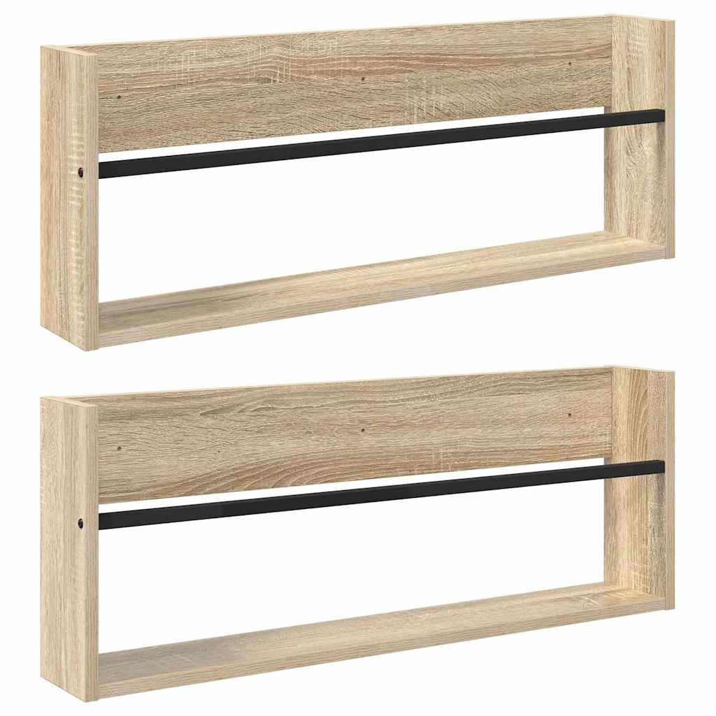 vidaXL Magazine Rack 2 pcs Sonoma Oak 80 x 12 x 30 cm Engineered Wood