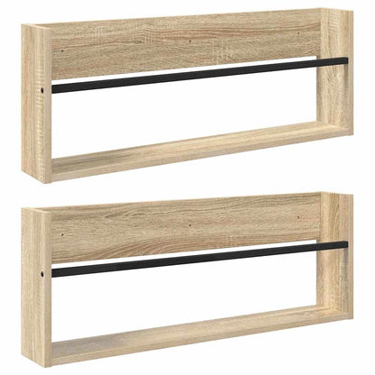 vidaXL Magazine Rack 2 pcs Sonoma Oak 80 x 12 x 30 cm Engineered Wood