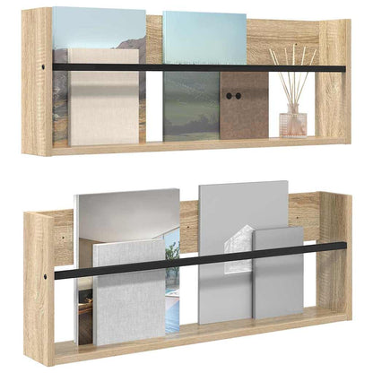 vidaXL Magazine Rack 2 pcs Sonoma Oak 80 x 12 x 30 cm Engineered Wood