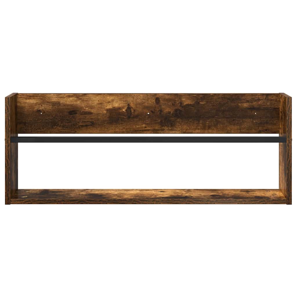 vidaXL Magazine Rack Smoked Oak 80 x 12 x 30 cm Engineered Wood