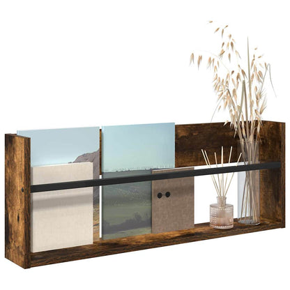 vidaXL Magazine Rack Smoked Oak 80 x 12 x 30 cm Engineered Wood