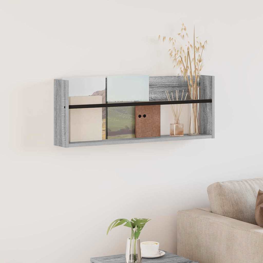 vidaXL Magazine Rack Grey Sonoma 80 x 12 x 30 cm Engineered Wood