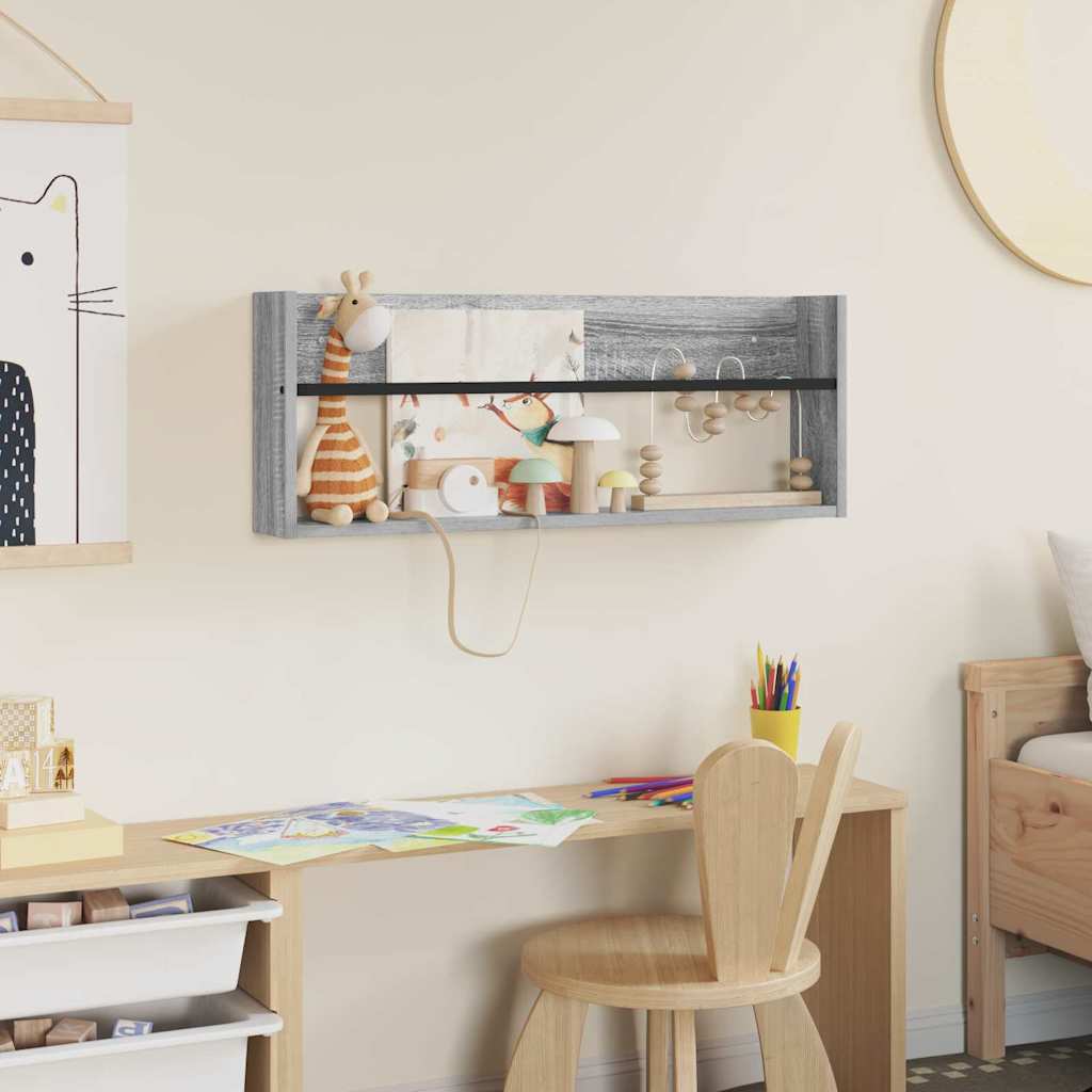 vidaXL Magazine Rack Grey Sonoma 80 x 12 x 30 cm Engineered Wood