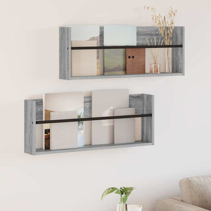 vidaXL Magazine Rack 2 pcs Grey Sonoma 80 x 12 x 30 cm Engineered Wood