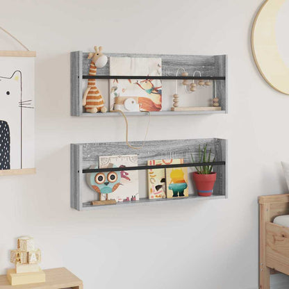 vidaXL Magazine Rack 2 pcs Grey Sonoma 80 x 12 x 30 cm Engineered Wood
