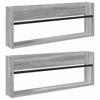vidaXL Magazine Rack 2 pcs Grey Sonoma 80 x 12 x 30 cm Engineered Wood