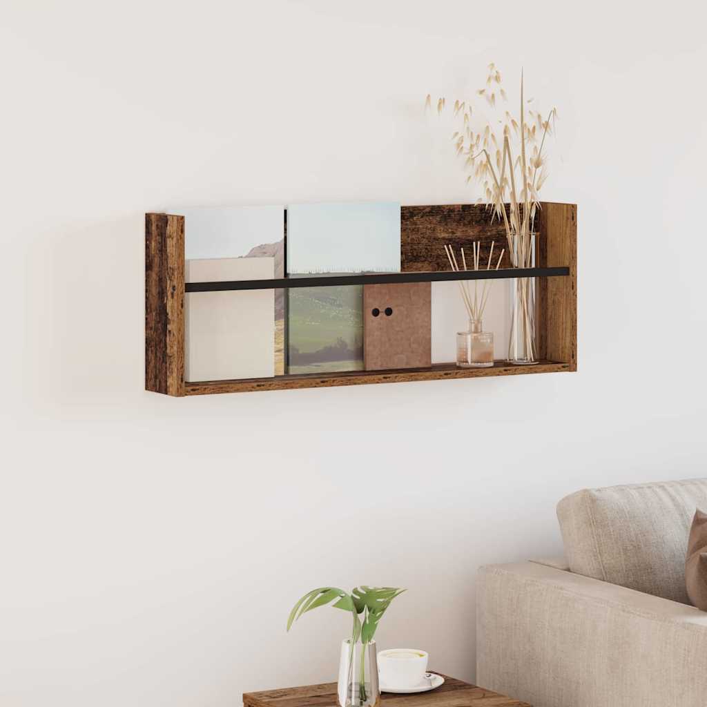 vidaXL Magazine Rack Old Wood 80 x 12 x 30 cm Engineered Wood