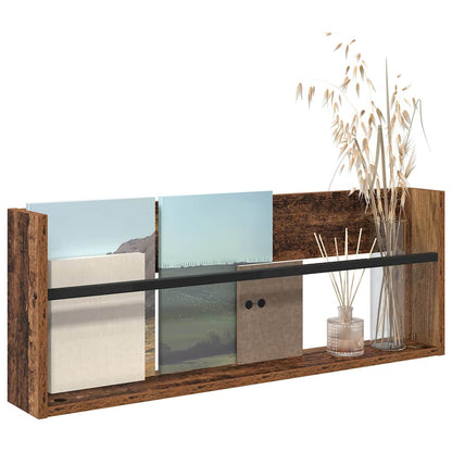 vidaXL Magazine Rack Old Wood 80 x 12 x 30 cm Engineered Wood