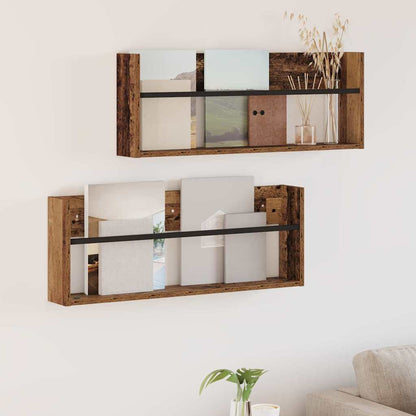 vidaXL Magazine Rack 2 pcs Old Wood 80 x 12 x 30 cm Engineered Wood