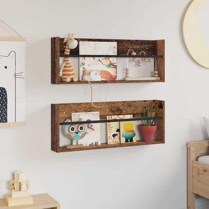 vidaXL Magazine Rack 2 pcs Old Wood 80 x 12 x 30 cm Engineered Wood
