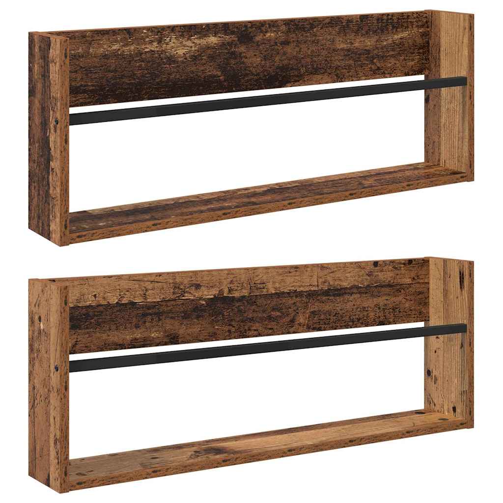vidaXL Magazine Rack 2 pcs Old Wood 80 x 12 x 30 cm Engineered Wood