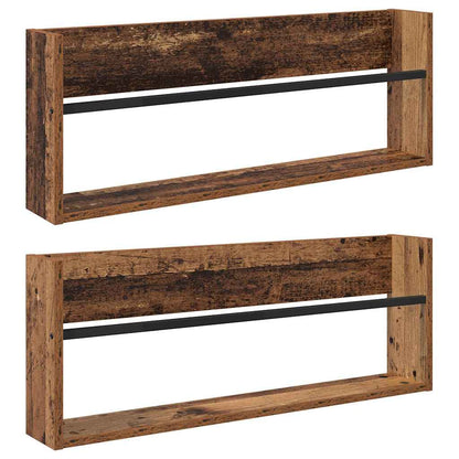 vidaXL Magazine Rack 2 pcs Old Wood 80 x 12 x 30 cm Engineered Wood