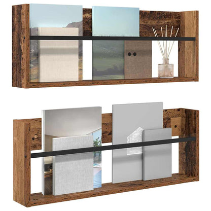 vidaXL Magazine Rack 2 pcs Old Wood 80 x 12 x 30 cm Engineered Wood