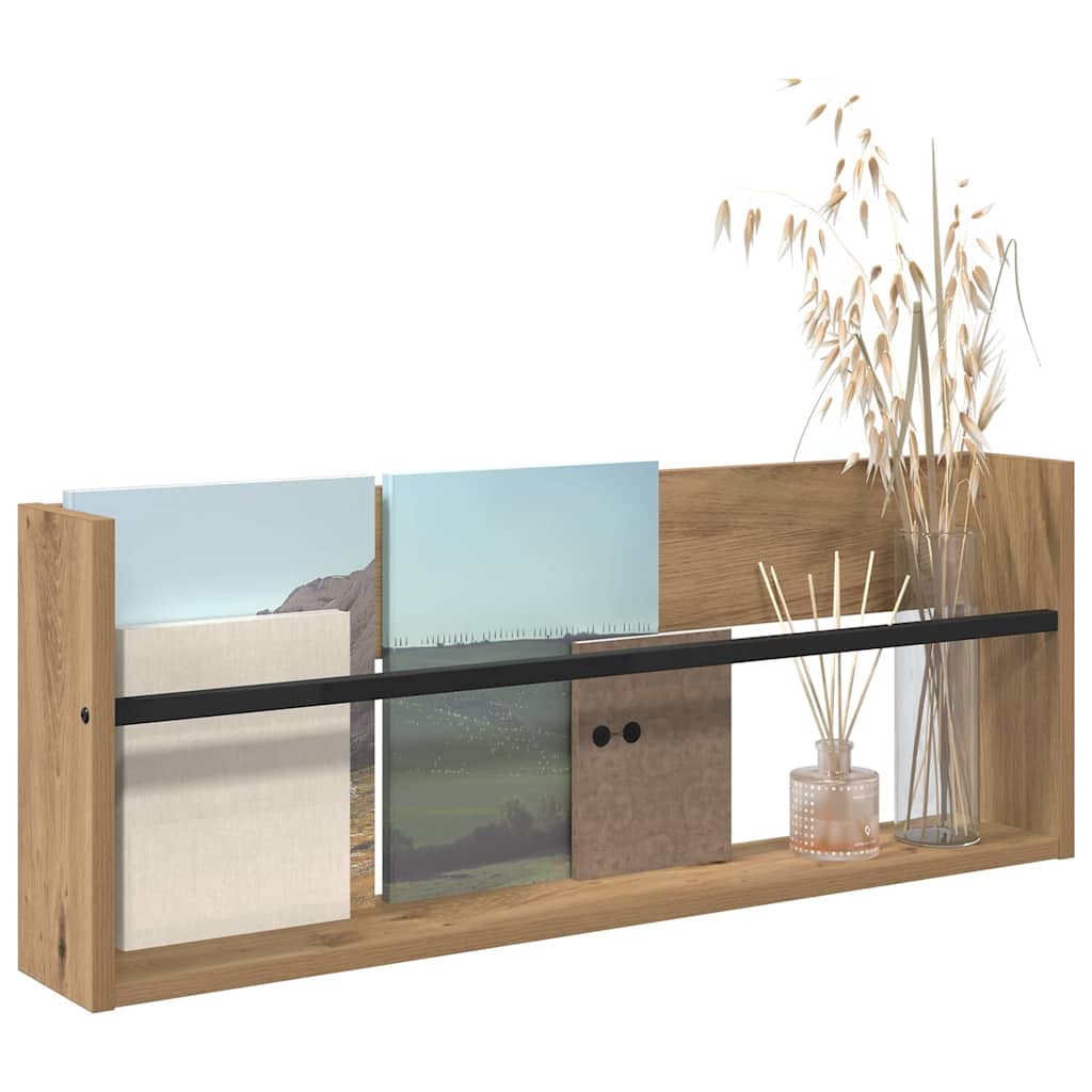 vidaXL Magazine Rack Artisan Oak 80 x 12 x 30 cm Engineered Wood