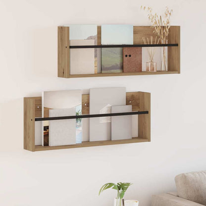 vidaXL Magazine Rack 2 pcs Artisan Oak 80 x 12 x 30 cm Engineered Wood