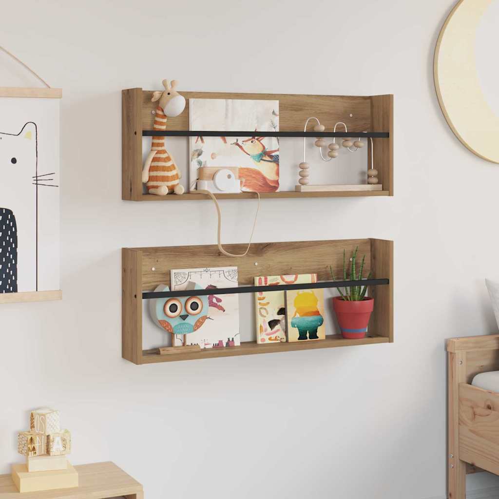 vidaXL Magazine Rack 2 pcs Artisan Oak 80 x 12 x 30 cm Engineered Wood