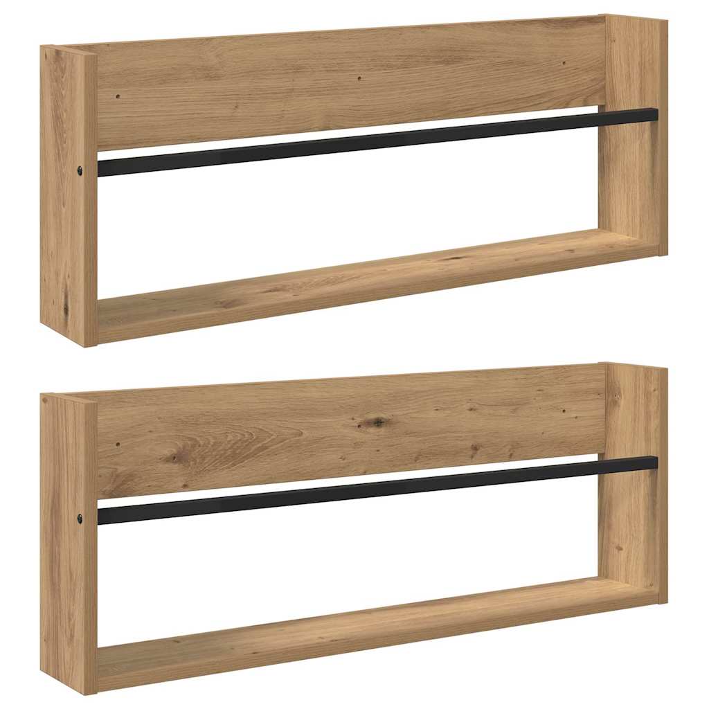 vidaXL Magazine Rack 2 pcs Artisan Oak 80 x 12 x 30 cm Engineered Wood