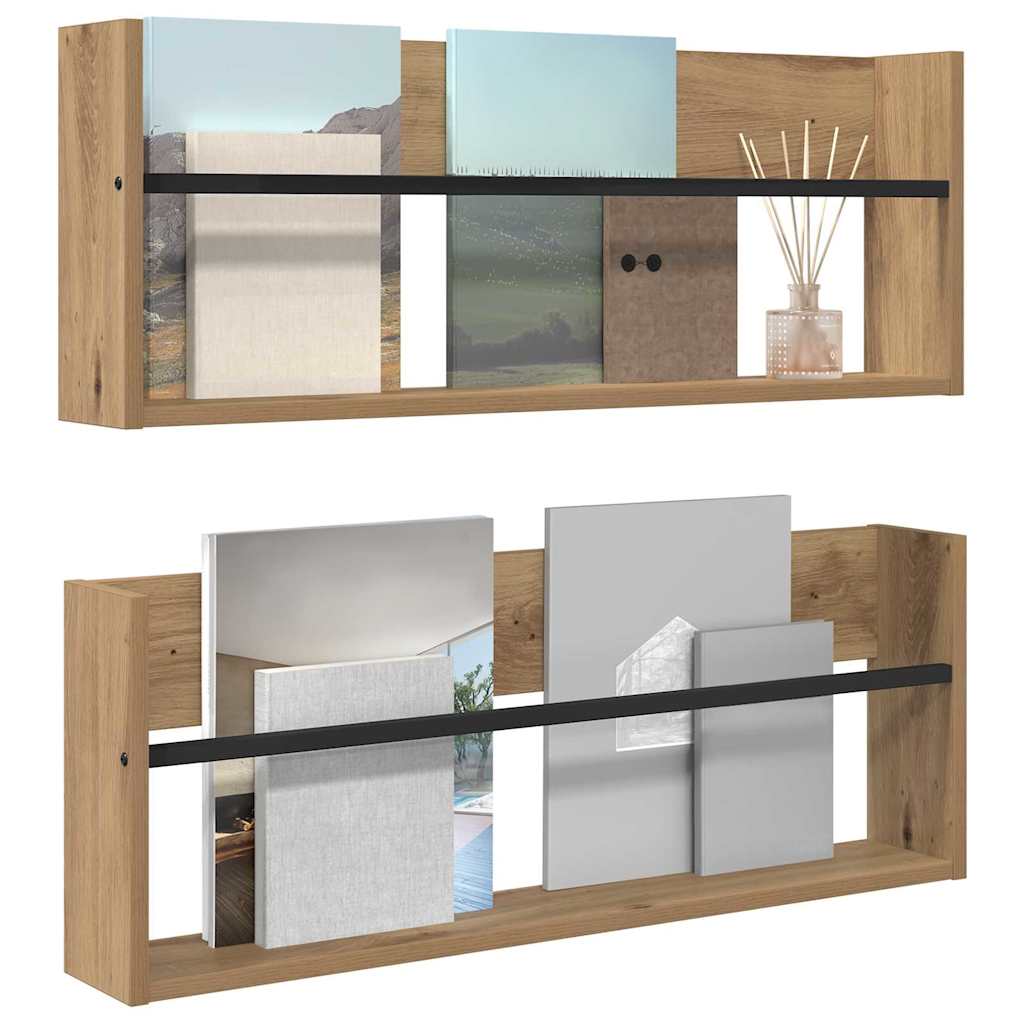 vidaXL Magazine Rack 2 pcs Artisan Oak 80 x 12 x 30 cm Engineered Wood