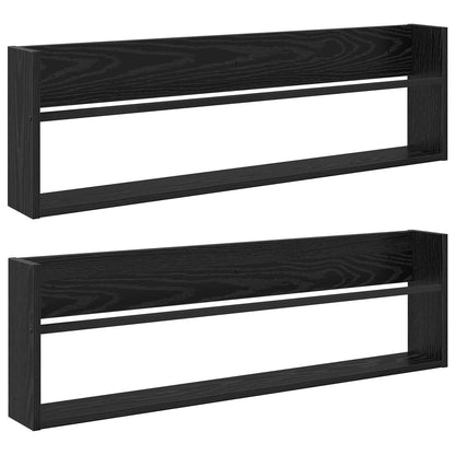 vidaXL Magazine Rack 2 pcs Black Oak 100 x 12 x 30 cm Engineered Wood