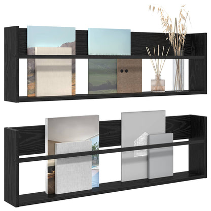 vidaXL Magazine Rack 2 pcs Black Oak 100 x 12 x 30 cm Engineered Wood