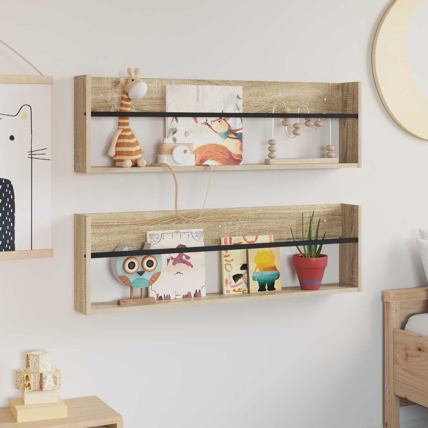 vidaXL Magazine Rack 2 pcs Sonoma Oak 100 x 12 x 30 cm Engineered Wood
