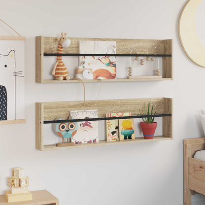 vidaXL Magazine Rack 2 pcs Sonoma Oak 100 x 12 x 30 cm Engineered Wood