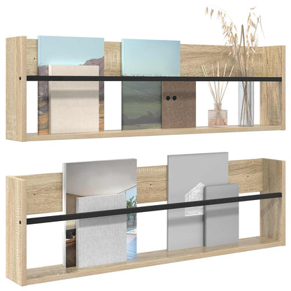 vidaXL Magazine Rack 2 pcs Sonoma Oak 100 x 12 x 30 cm Engineered Wood