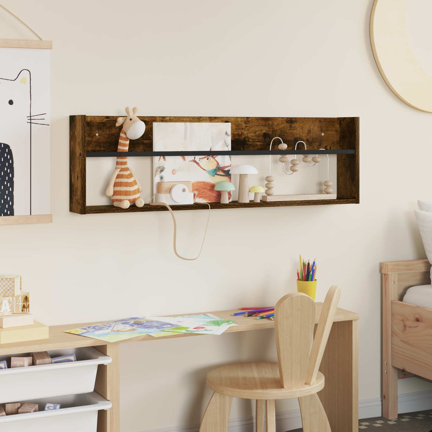 vidaXL Magazine Rack Smoked Oak 100 x 12 x 30 cm Engineered Wood