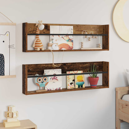 vidaXL Magazine Rack 2 pcs Old Wood 100 x 12 x 30 cm Engineered Wood