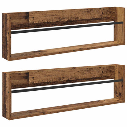 vidaXL Magazine Rack 2 pcs Old Wood 100 x 12 x 30 cm Engineered Wood