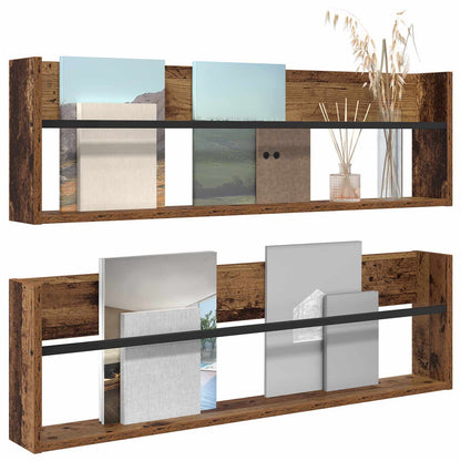 vidaXL Magazine Rack 2 pcs Old Wood 100 x 12 x 30 cm Engineered Wood