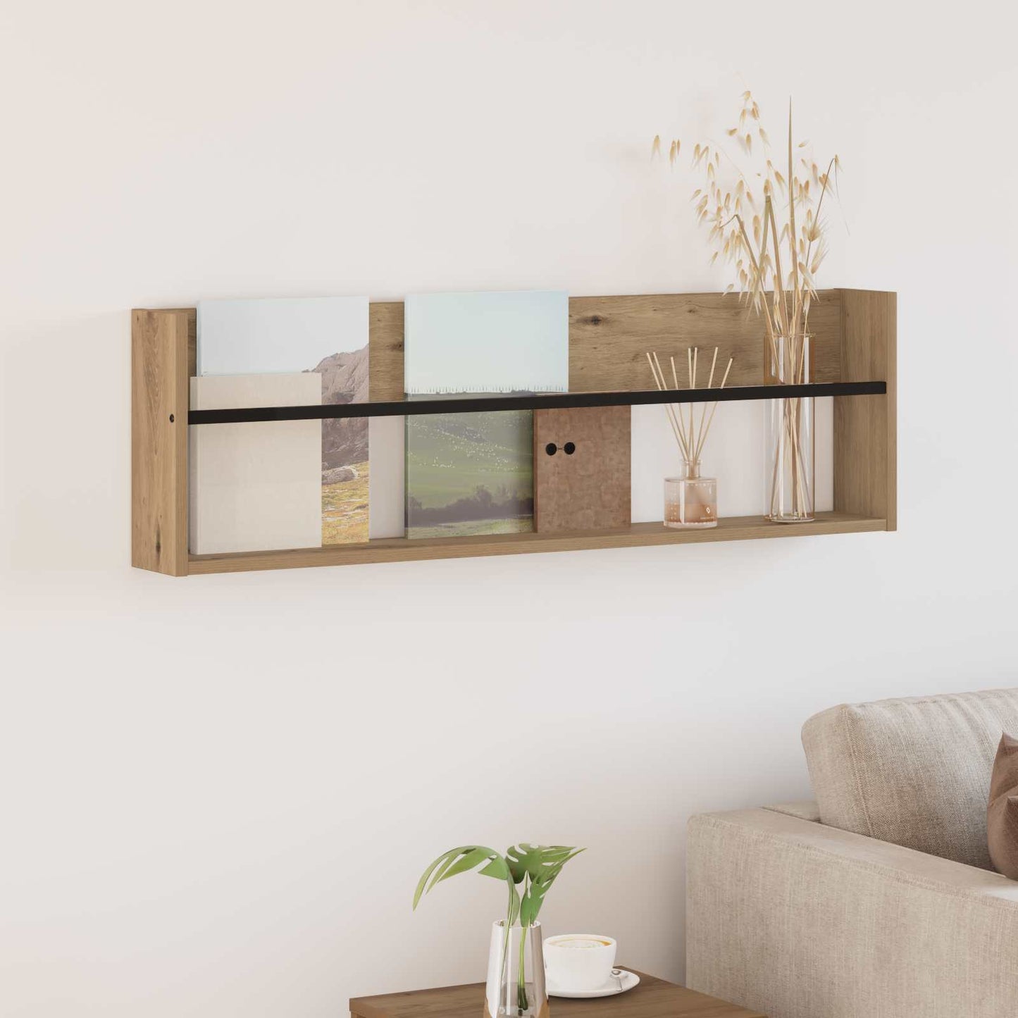 vidaXL Magazine Rack Artisan Oak 100 x 12 x 30 cm Engineered Wood