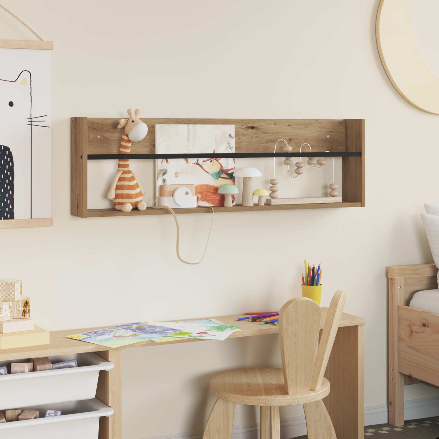 vidaXL Magazine Rack Artisan Oak 100 x 12 x 30 cm Engineered Wood