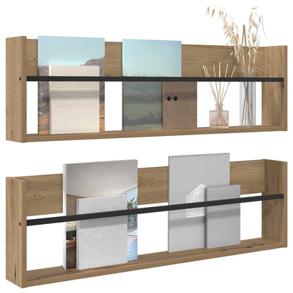 vidaXL Magazine Rack with Shelf 2 pcs Artisan Oak 100 x 12 x 30 cm