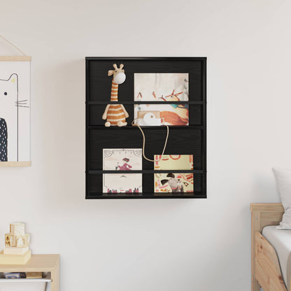 vidaXL Magazine Rack Black Oak 60 x 12 x 70 cm Engineered Wood