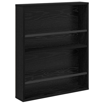 vidaXL Magazine Rack Black Oak 60 x 12 x 70 cm Engineered Wood