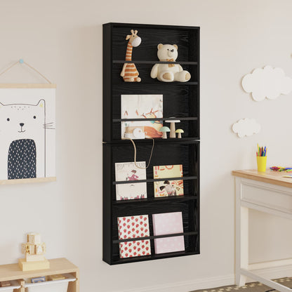 vidaXL Magazine Rack 2 pcs Black Oak 60 x 12 x 70 cm Engineered Wood