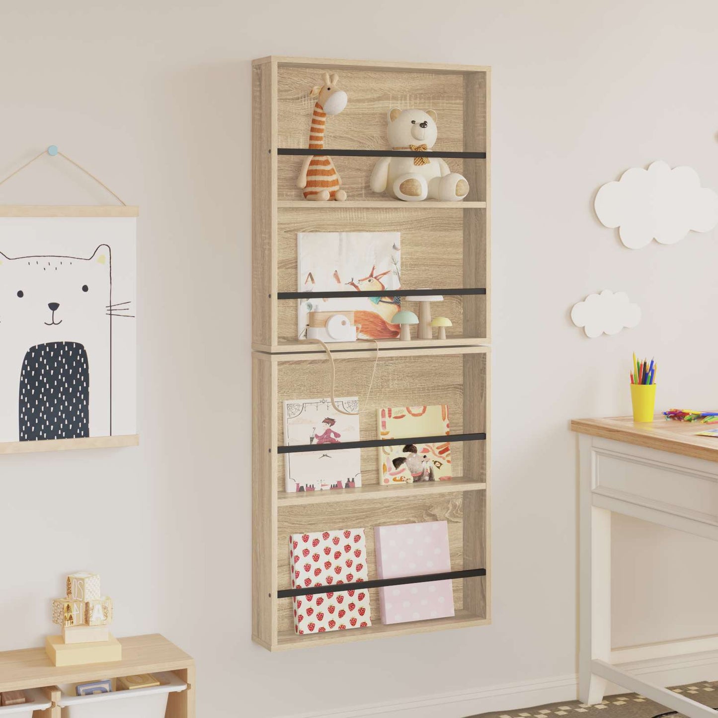 vidaXL Magazine Rack 2 pcs Sonoma Oak 60 x 12 x 70 cm Engineered Wood