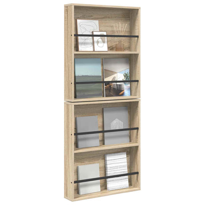 vidaXL Magazine Rack 2 pcs Sonoma Oak 60 x 12 x 70 cm Engineered Wood